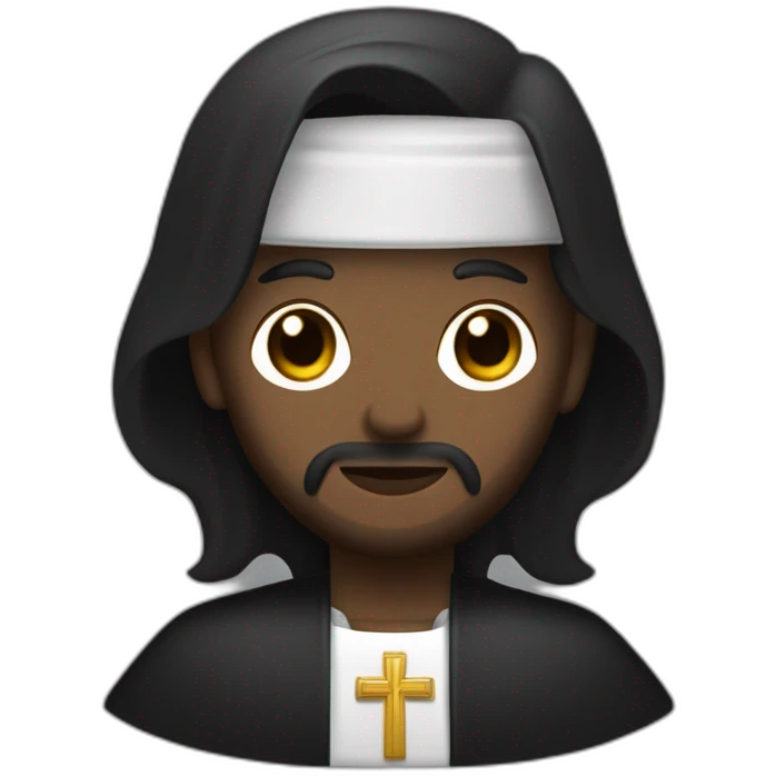 sacerdote piel blanca vestidi de negro crucifijo en la mano emoji