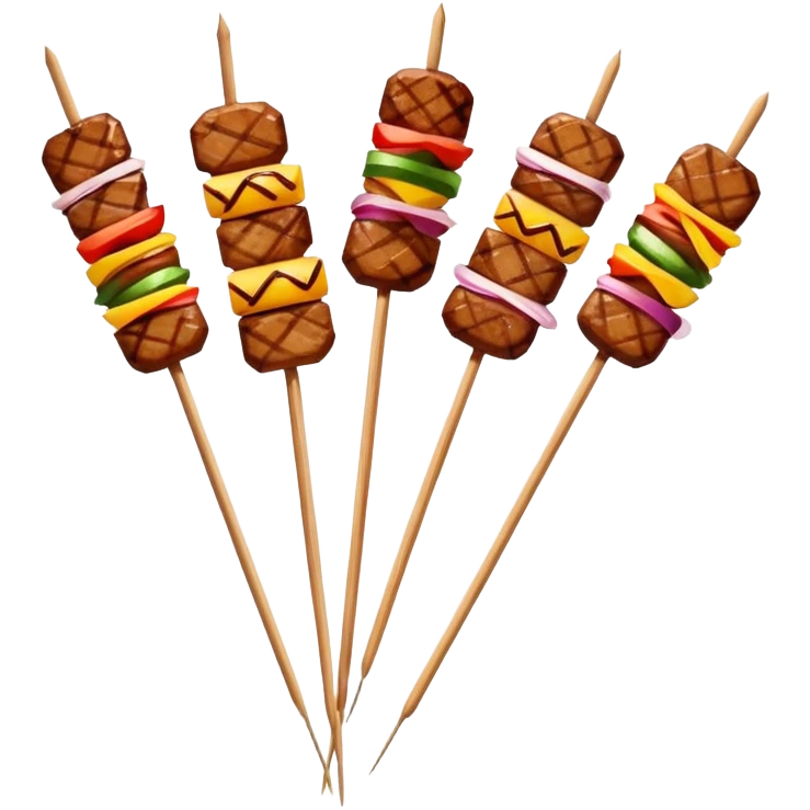 Street food skewer with grilled meat in emoji style emoji