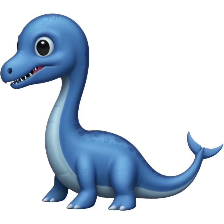 A realistic greyish-dark-blue gloomy Loch-Ness-plesiosaurus-monster with black tiny orb-eyes emoji