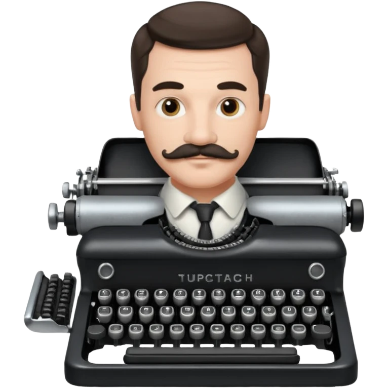 moustache man with vintage typewriter emoji