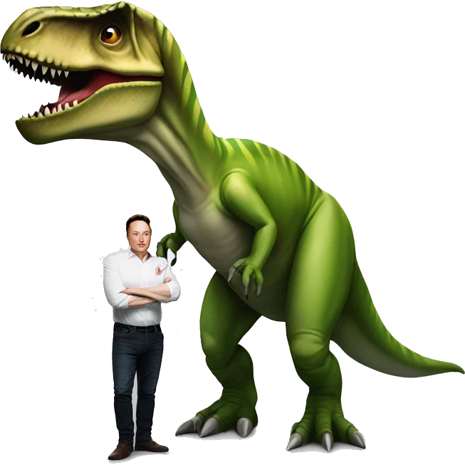 Elon musk with a T-Rex  emoji
