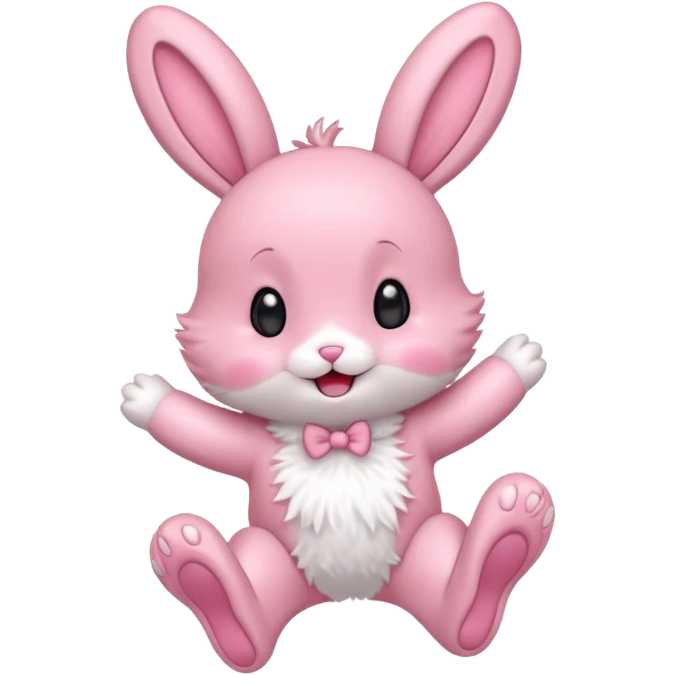 Exited pink bunny, kawaii chibi fluffy ears and body jumping of excitement  emoji