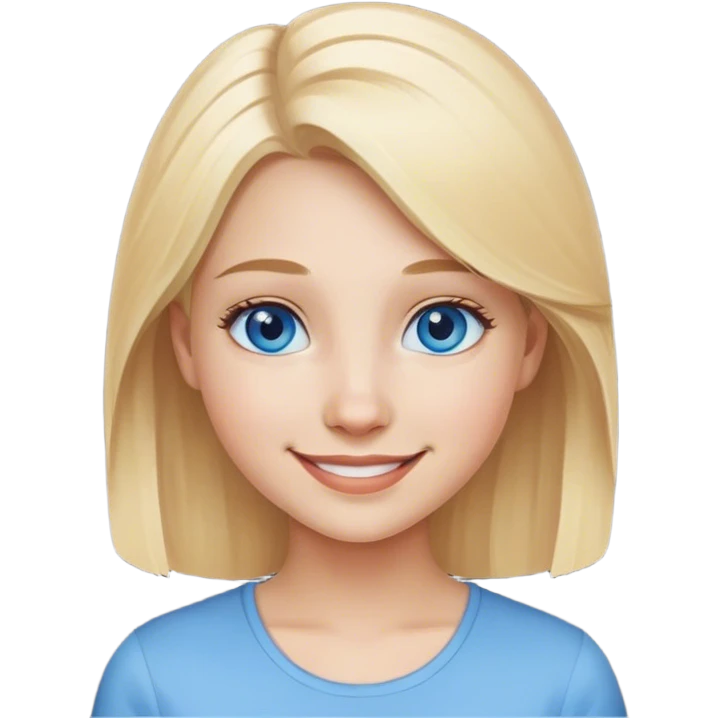 smiling girl with blonde hair blue eyes emoji