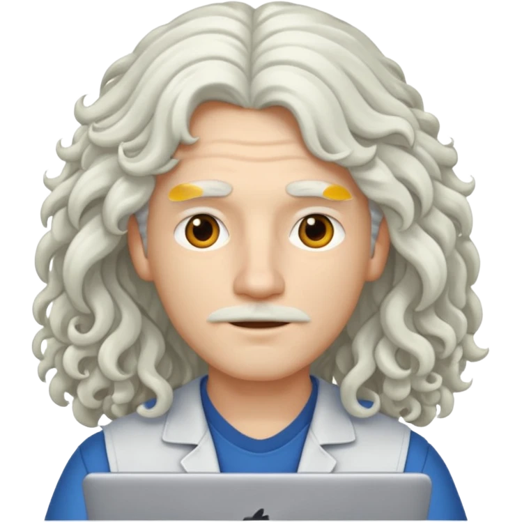 pc tech guy with long curly white hair emoji