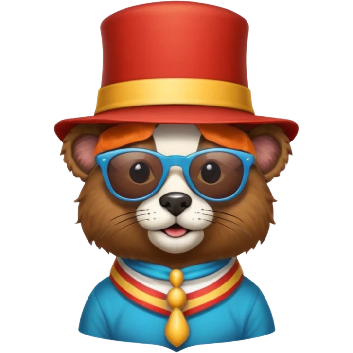 a sunglasses animal with circus hat and shirt emoji