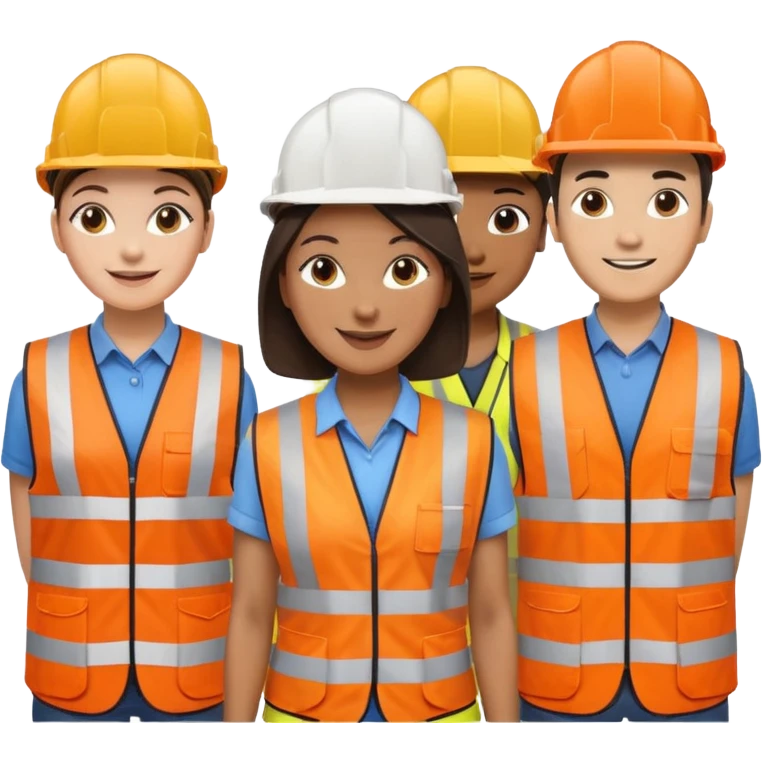 group of railway engineers mixed races and genders behind a table emoji