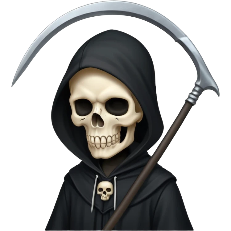 zoomed black hood skull big scythe emoji