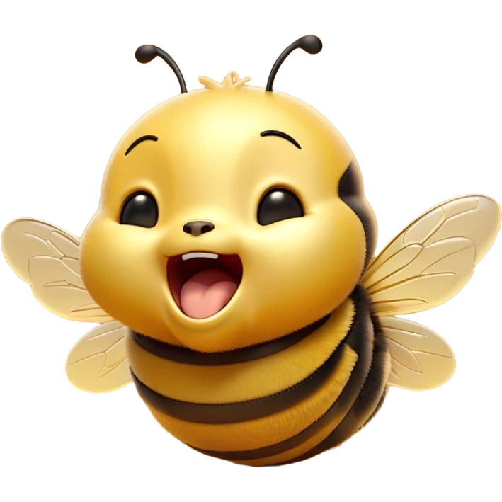 Cinematic Adorable Yawning Bee Portrait Emoji, Head tilted slightly with a dramatic, wide-open yawn, showcasing a tiny, fuzzy body with gently drooping wings and sleepy, half-closed eyes, Simplified yet irresistibly cute features, highly detailed, glowing with a soft, cozy golden glow, high shine, relaxed yet expressive, stylized with a dash of whimsical honey charm, soft glowing outline, capturing the essence of a drowsy bee that appears ready to stretch out for a nap! emoji