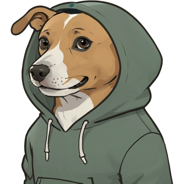 Dog waering hoodie  emoji