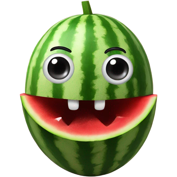 Watermelon with nose eyes and hands emoji