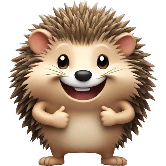A happy hedgehog giving thumbs up emoji
