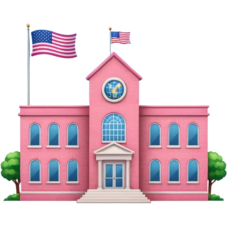 pink school with american flag emoji