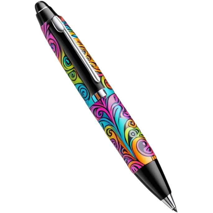 3D, psychedelic colored hippie style pen. Pen only  emoji