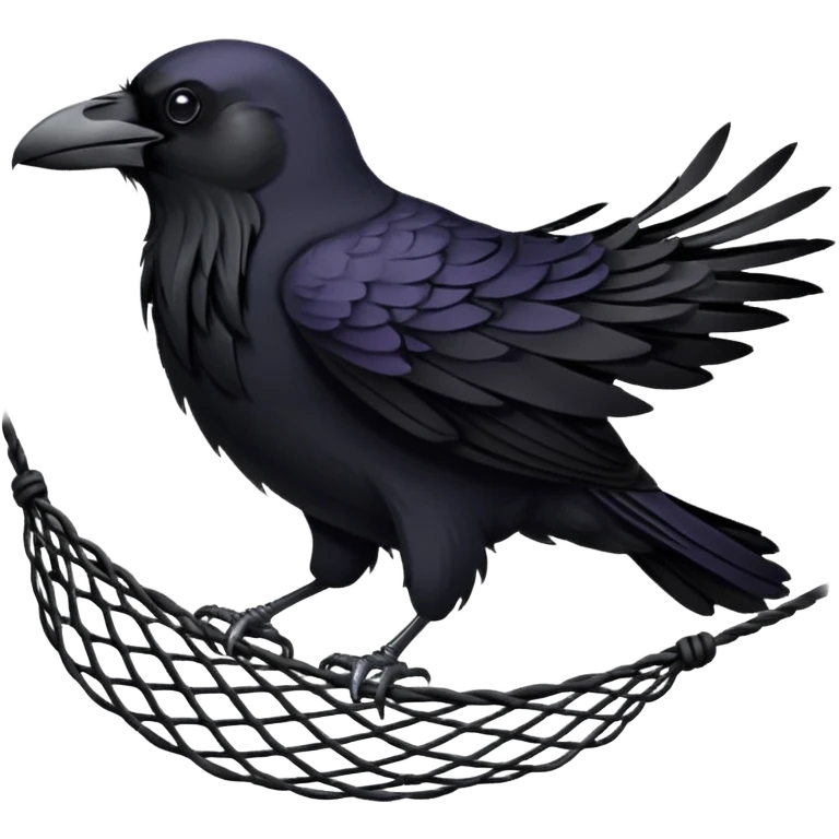 A raven getting caught in a net emoji
