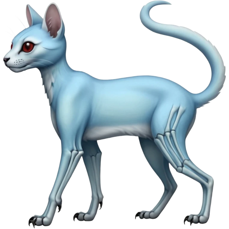 long-snouted evil skeletal skully swampy ghostly see-through transparent-light-pastel-pale-blue whitish spectral edgy spooky bloody meager thin cool poltergeist-caracal-civet-genet-sergal-vernid-Gryphon-Cacomistle-Trico-oncilla-animal-Fakémon-hybrid-fursona (full body) emoji