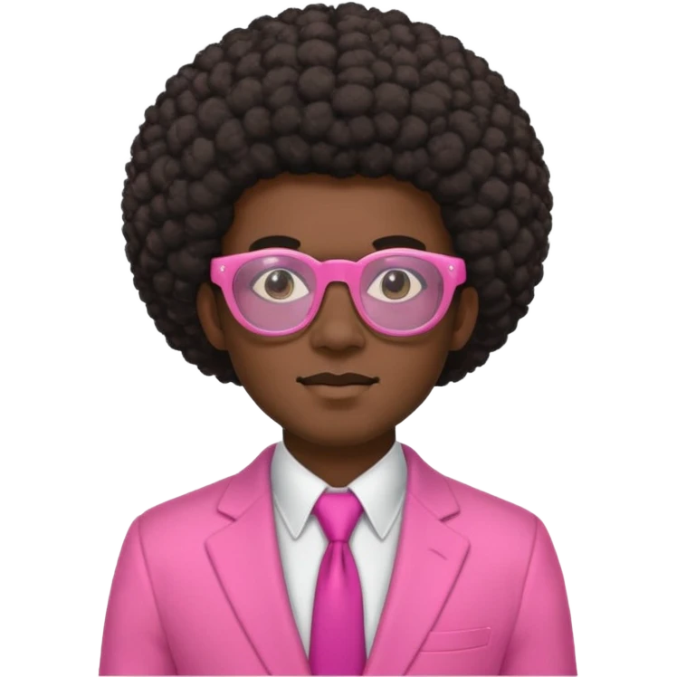 afro hair man pink suit pink glasses emoji