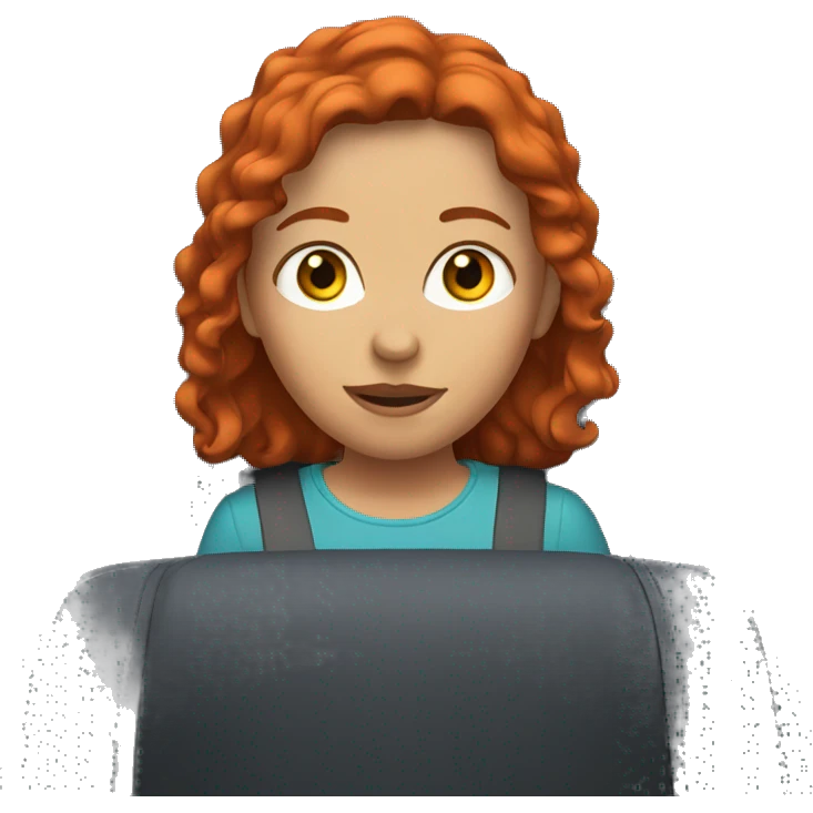 red-haired girl in car interior emoji