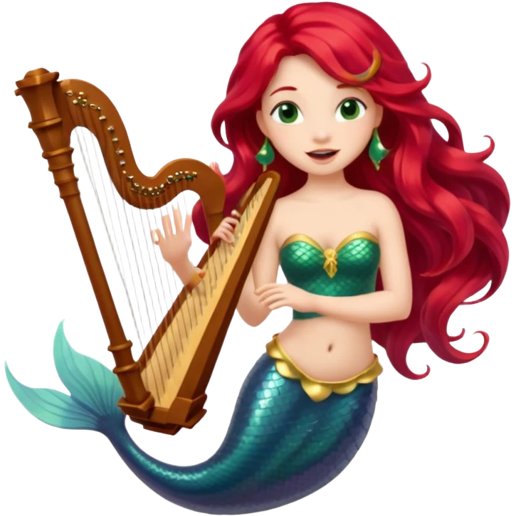 Singing Mermaid – Holding harp emoji