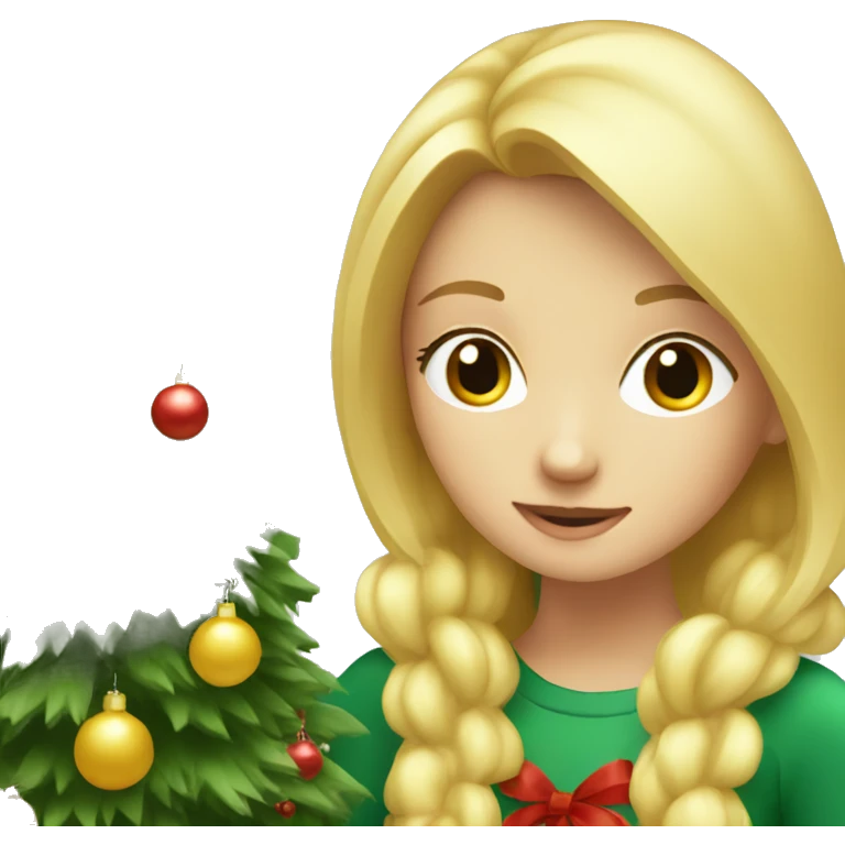 Blond Girl decorating a Christmas tree emoji