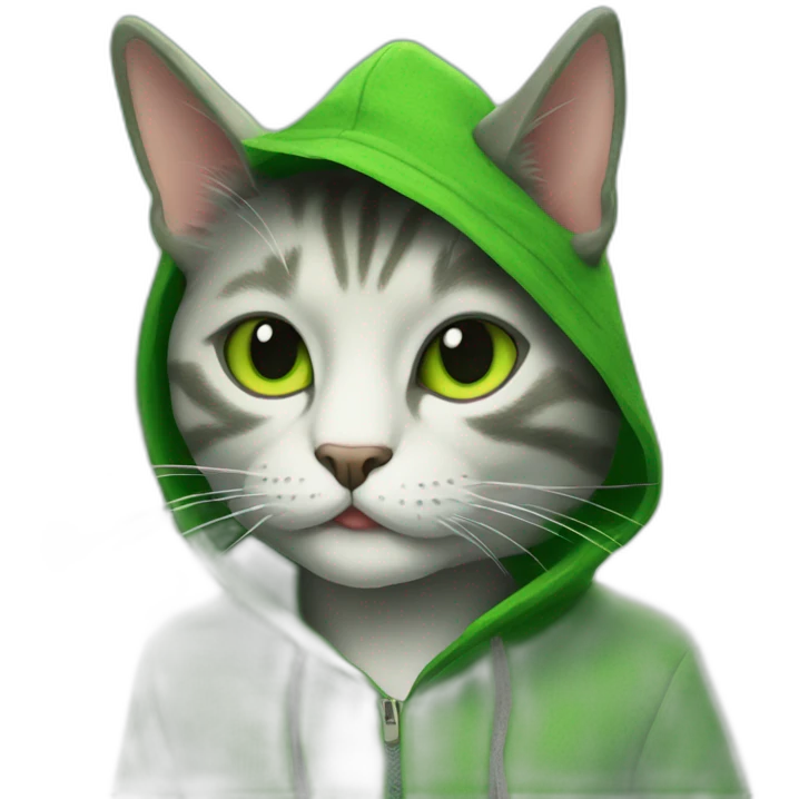 cat wearing a green stanley ipkiss costume from the film the mask emoji