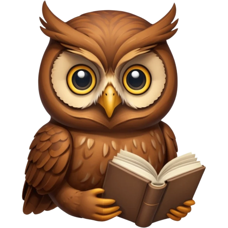 brown owl with book emoji