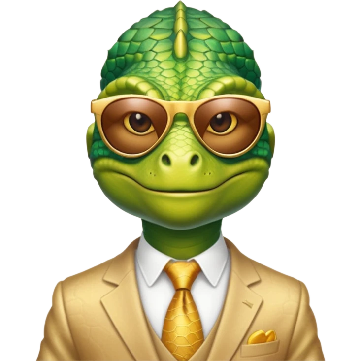 rich capitalist lizard king gold sunglasses emoji