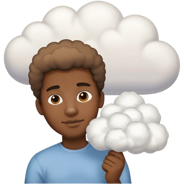 Black man holding a fluffy cloud emoji