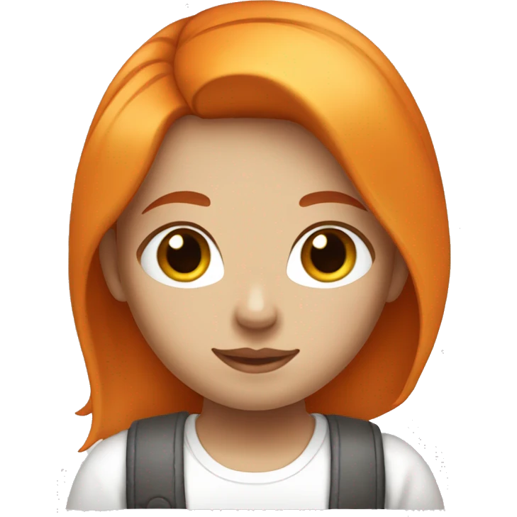 girl with orange hair, long hair, white shirt and white skin emoji