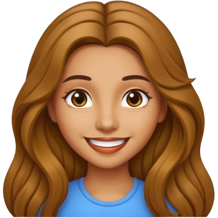 create a girl with hazel long hair, olive colour eyes and beautiful smile emoji