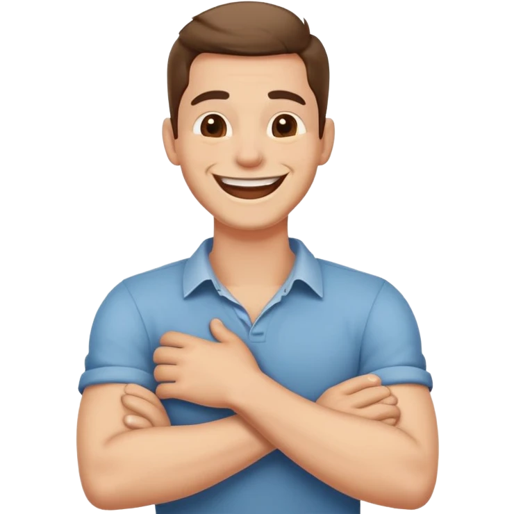  Arms crossed holding neck laughing guy emoji