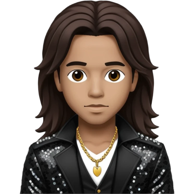 Spectacular from Pretty Ricky with long dark brown hair, black sequin outfit emoji