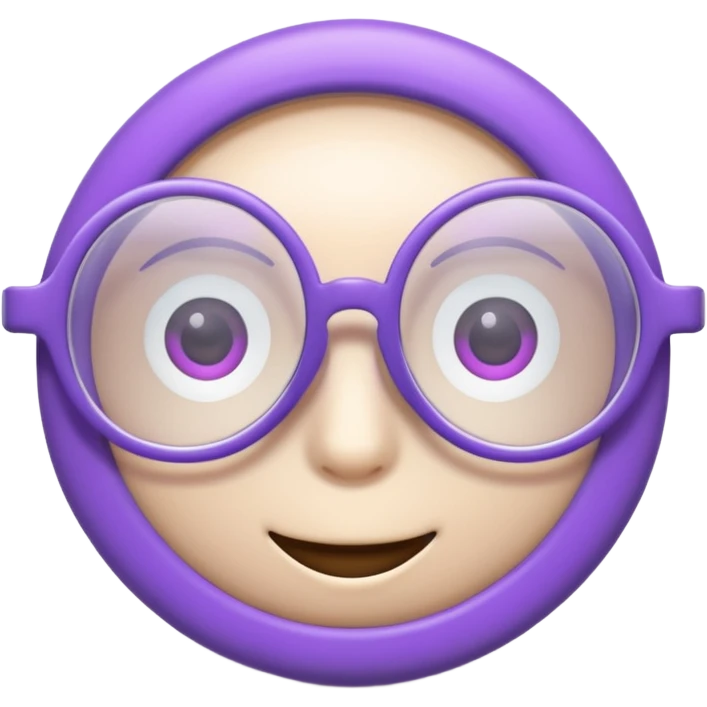 A 3D cartoon lavender-purple round spectacle with thin circular rims, clear lenses, soft shadow. emoji