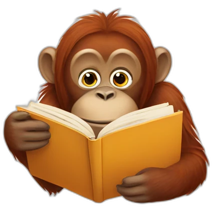 orangutan reading book emoji