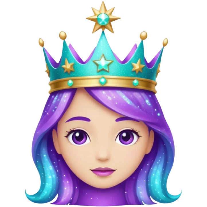 glitter Feeling purple cian crown shine star emoji