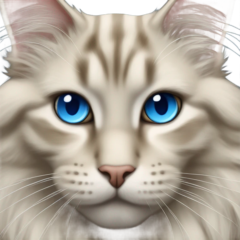 cream & grey colored maine coon cat with blue eyes emoji