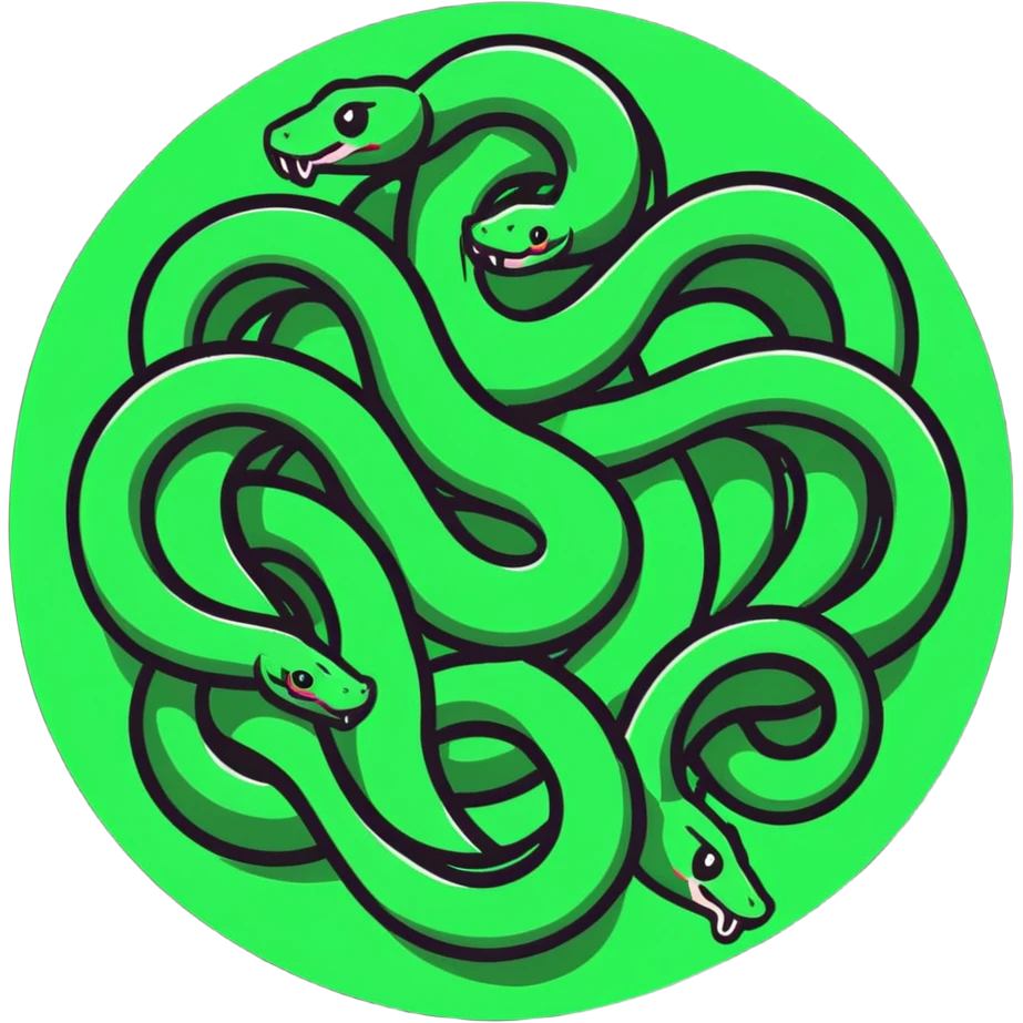 circle of snakes, multiple snakes arranged in a circular pattern emoji