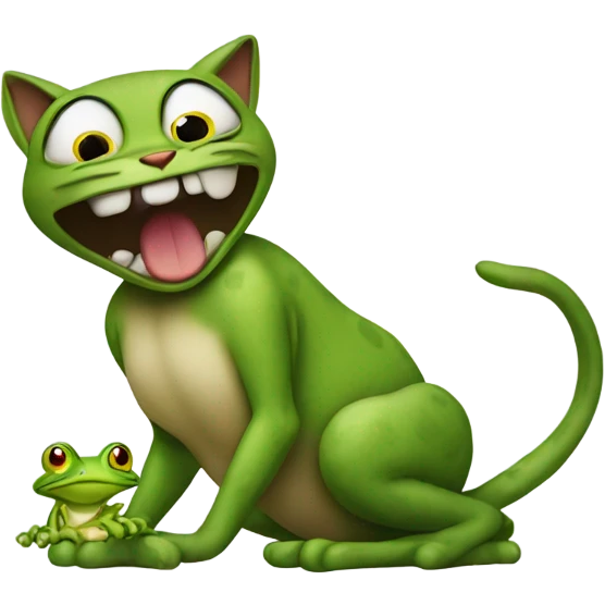 A Cat beating a frog  emoji