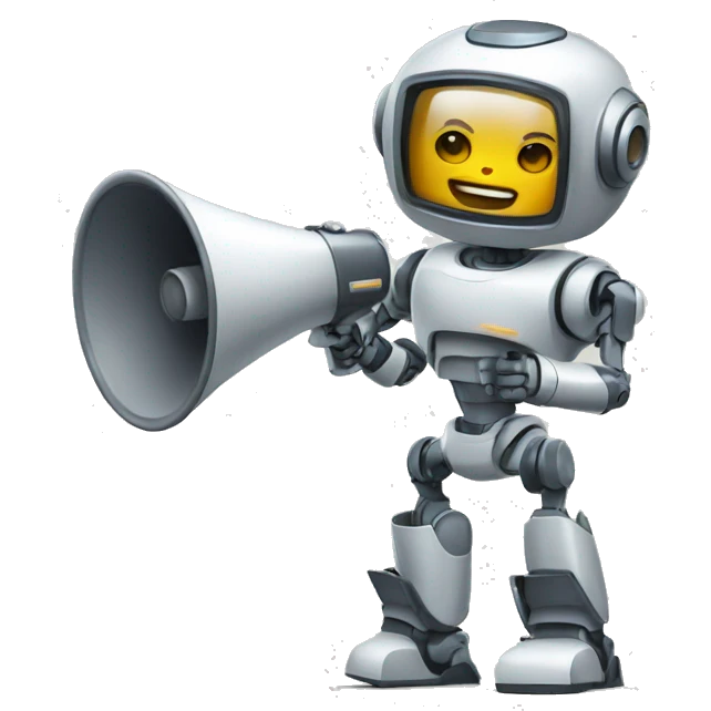 robot holding a megaphone emoji
