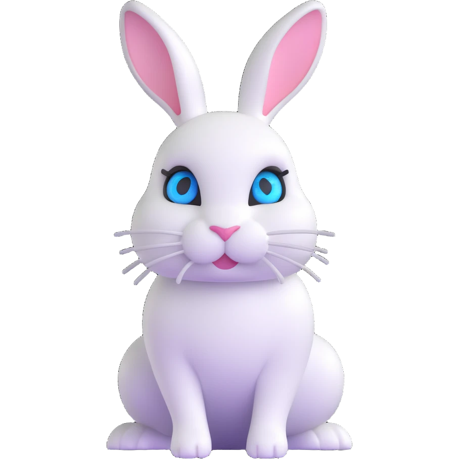 blue and white rabbit with ocean blue eyes emoji