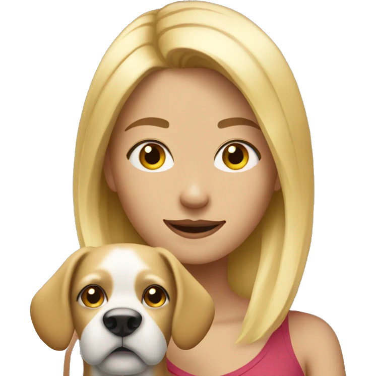 blonde girl with dog emoji