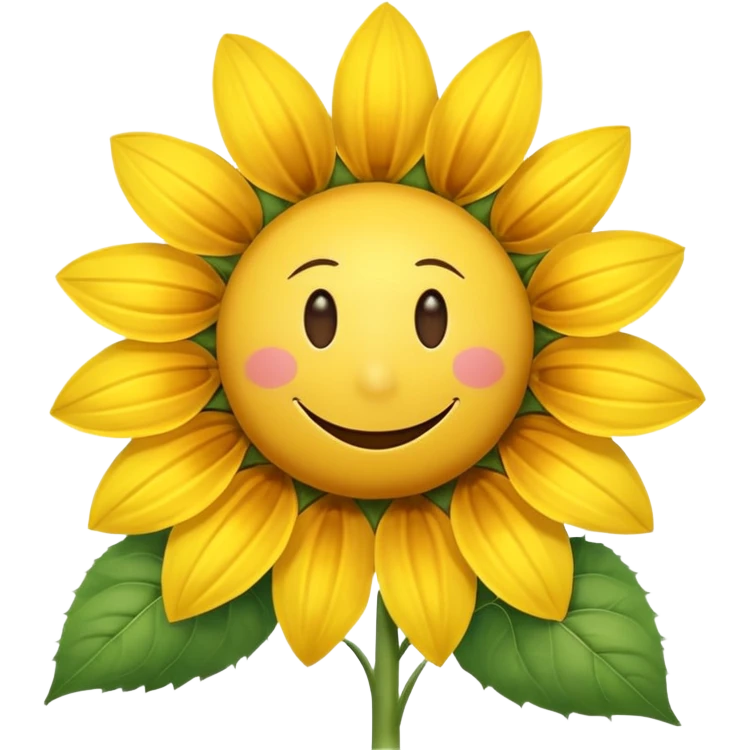 make a sunflower with a white disc in the middle with a smiley face, make it have 6 yellow petals and remove the cheeks nose and eyebrows emoji
