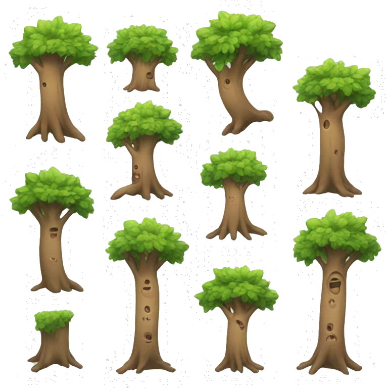tree character with different emtotion emoji