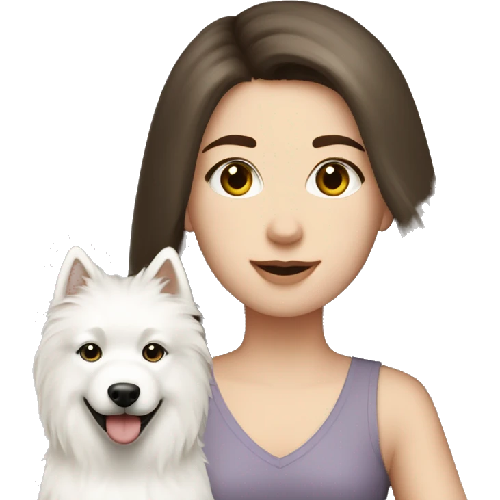 Brunette pale girl  and two Samoyeds emoji