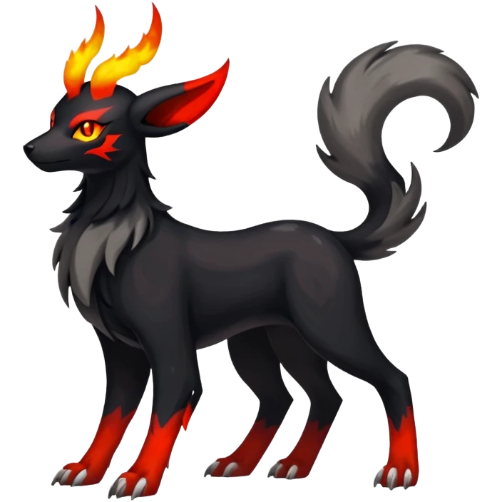 Shiny Exotic Excessive Mysterious Houndoom-Mightyena-Pokémon-Fakémon-hybrid-creature (full body) emoji