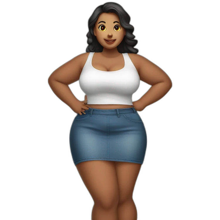 Curvy girl in skirt сидит на корточках emoji