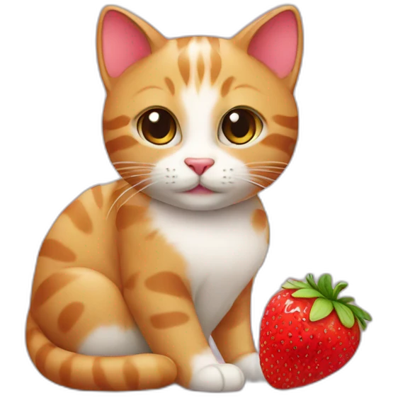 cat with strawberry emoji
