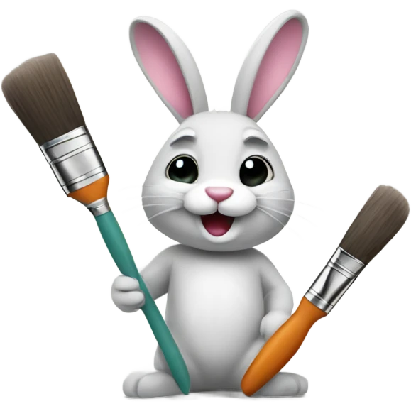 Bunny with paint brush emoji