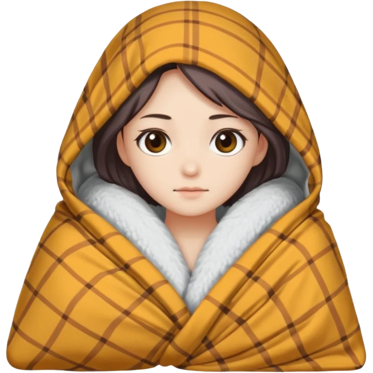 Kaoruko chilling on mobile cover in blanket emoji