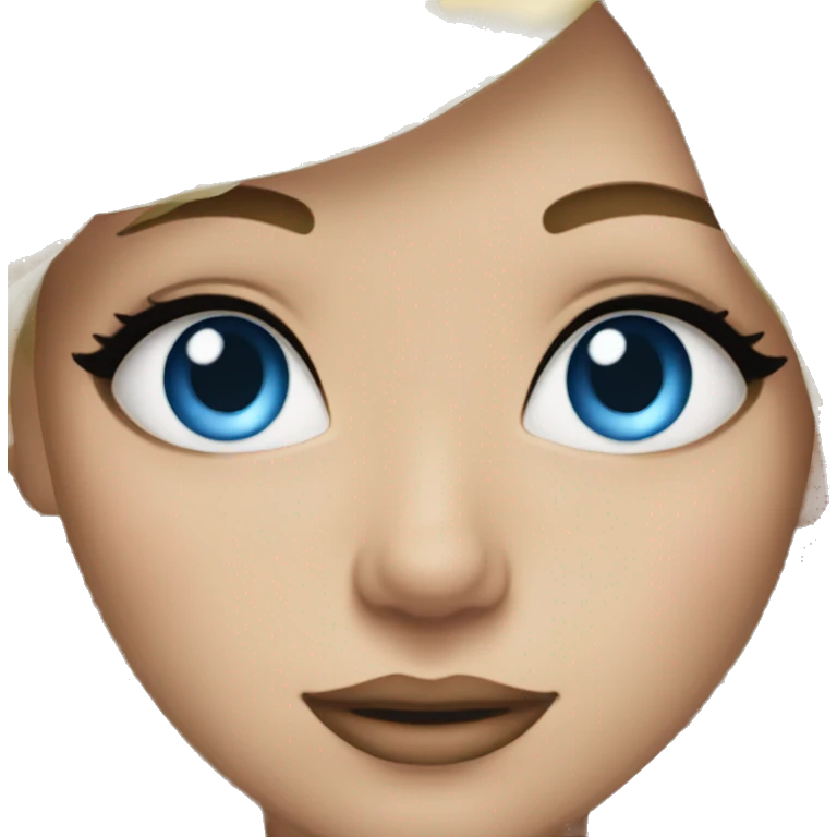 Girl with blue eyes blonde hair and a lot of makeup emoji