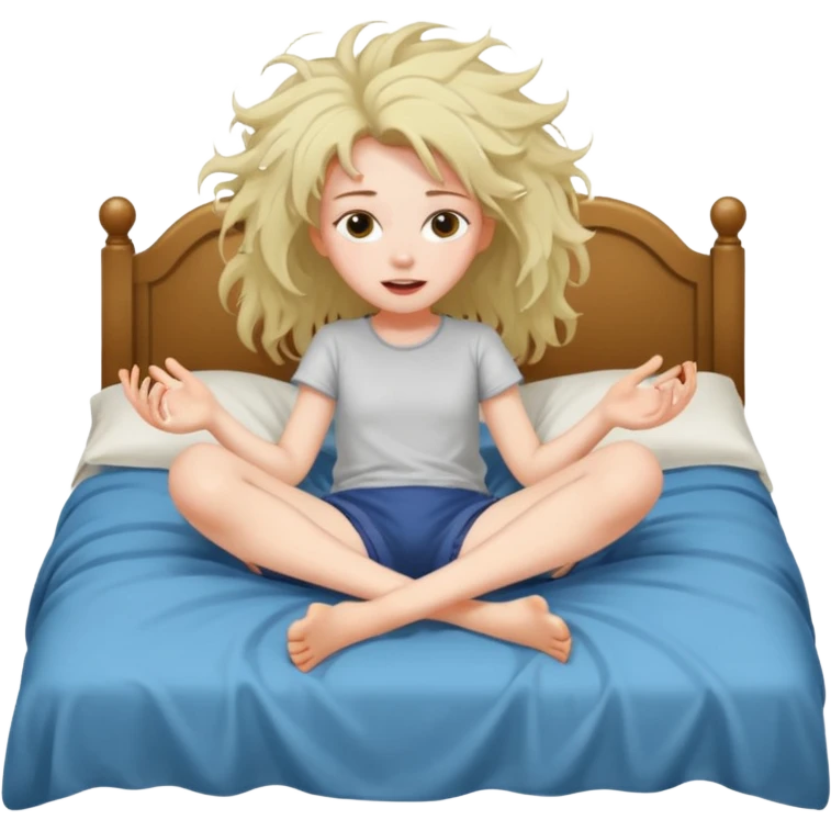 girl is lying down in bed and opening her legs wide emoji